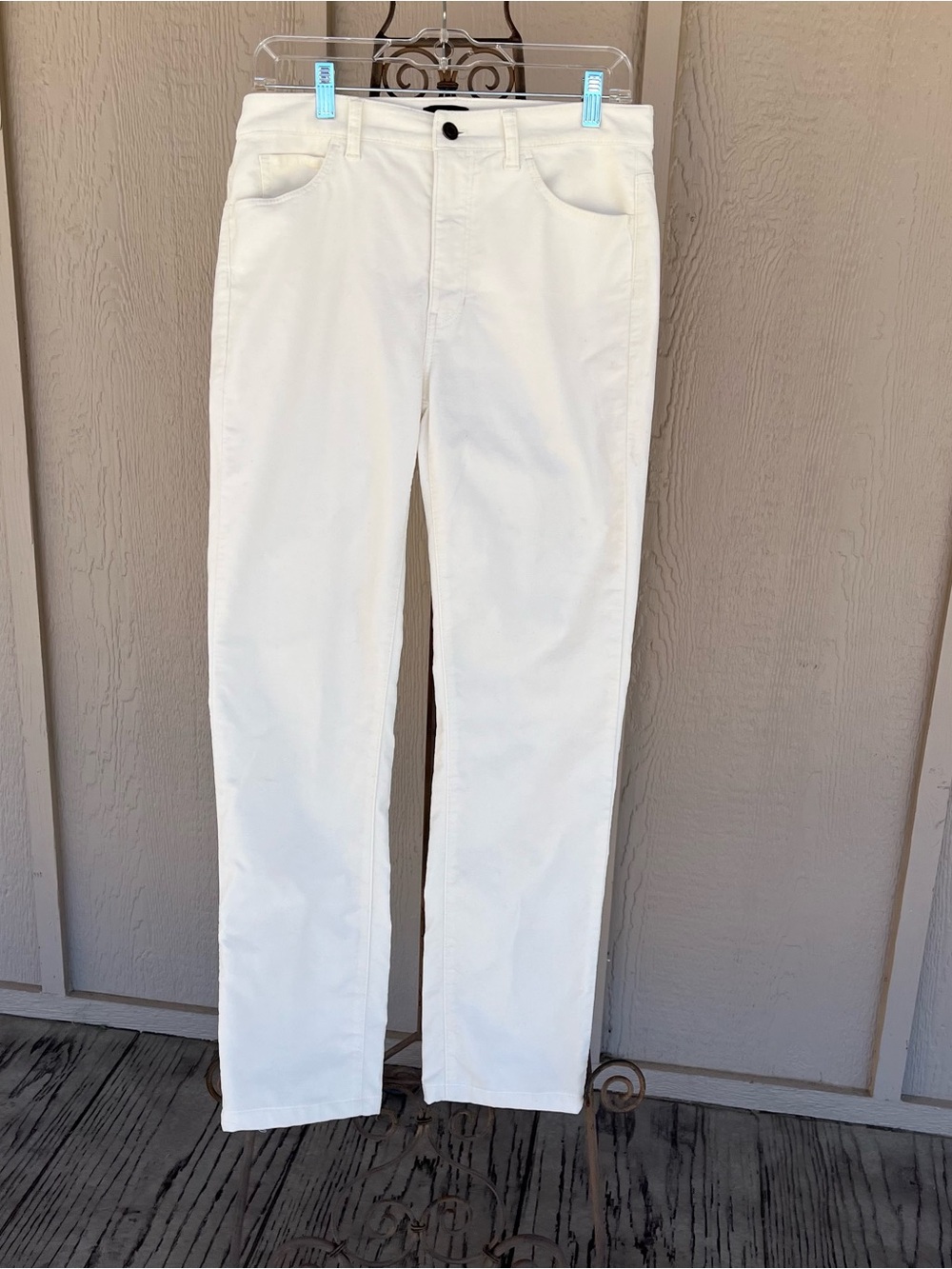 Talbots Pants White Velveteen Dressy Casual Straight Leg Classic Five Pocket W6